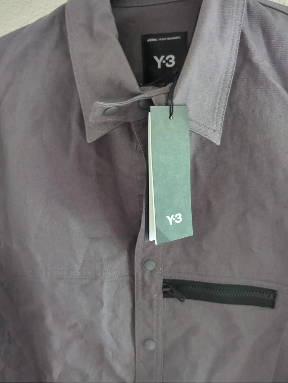 Adidas Y-3 UT Twill Overshirt Utility Style KB2079 Grey Large NWT Yohji Yamamoto
